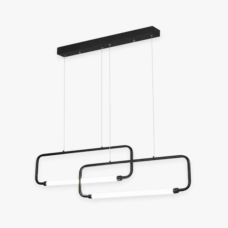 Elegant Bouvet Modern Minimalist Double-Rectangular Metal Acrylic Pendant Light Black Gold Soft