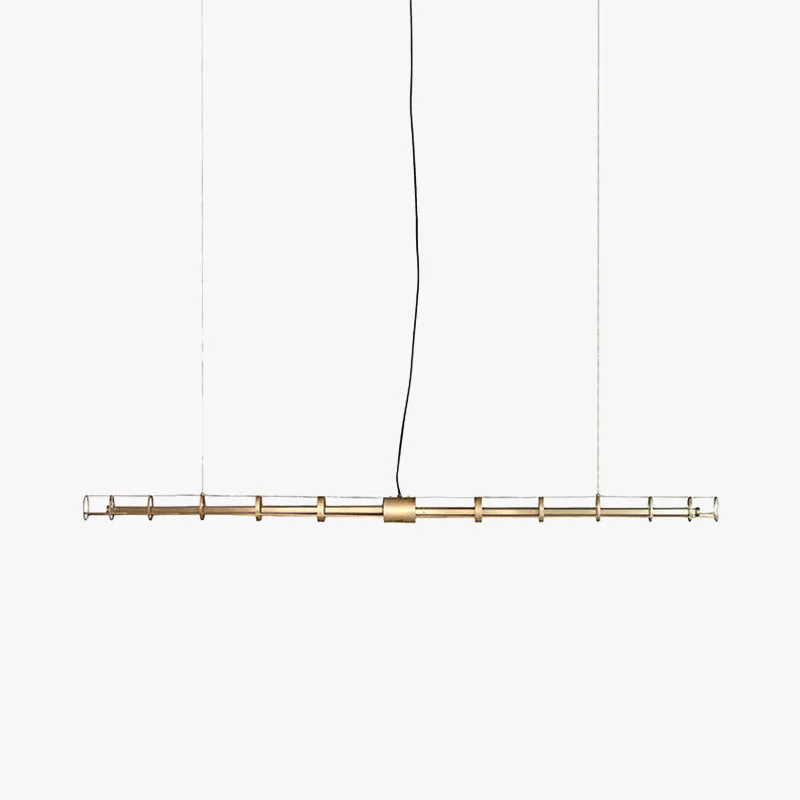 Proven Edge Modern Minimalist Linear Metal Glass Pendant Light Gold Prestigious