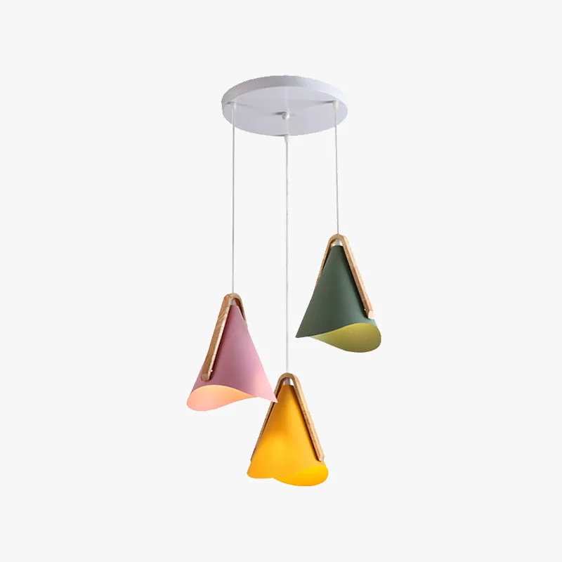 Soft Morandi Modern Cone Pendant Light Wood Metal Convenient