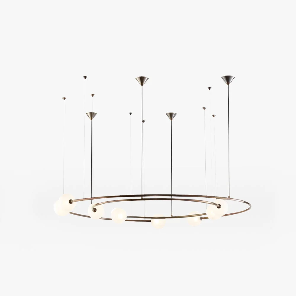 Lightweight Valentina Modern Ring Metal Pendant Light Black Gold Convenient