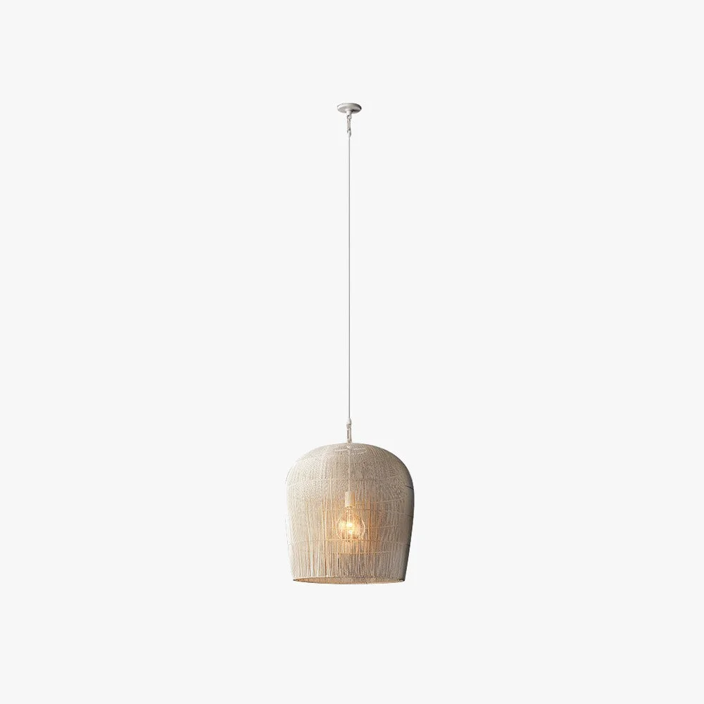 High-End Ritta Wabi Sabi Bird Cage Rattan Metal Pendant Light Black White Authentic