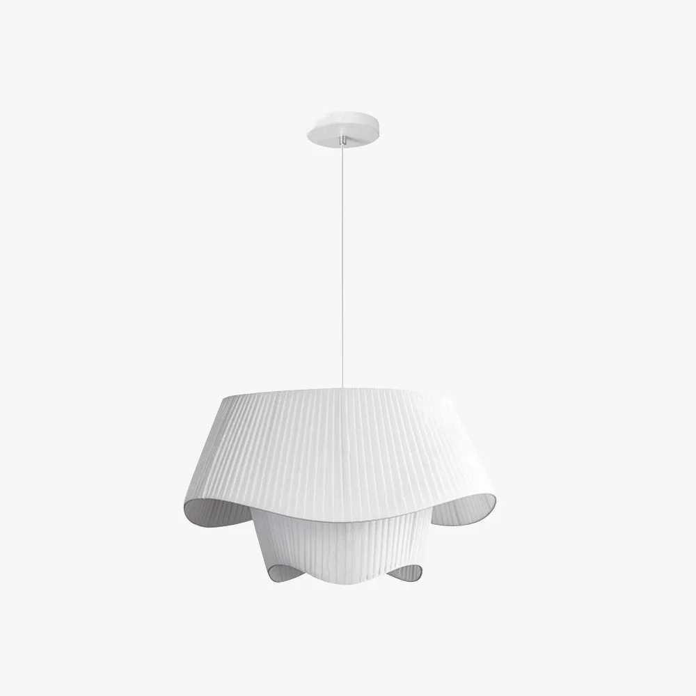 Superior Renée French Country Fabric Metal Pendant Light White High-Quality