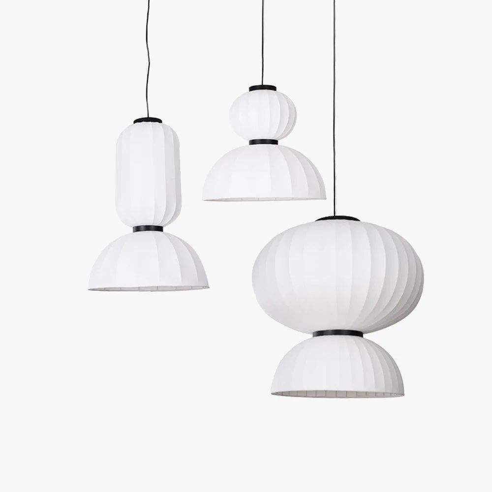 Premium Renée Modern Artificial Silk Pendant Light White 3 Style Smooth