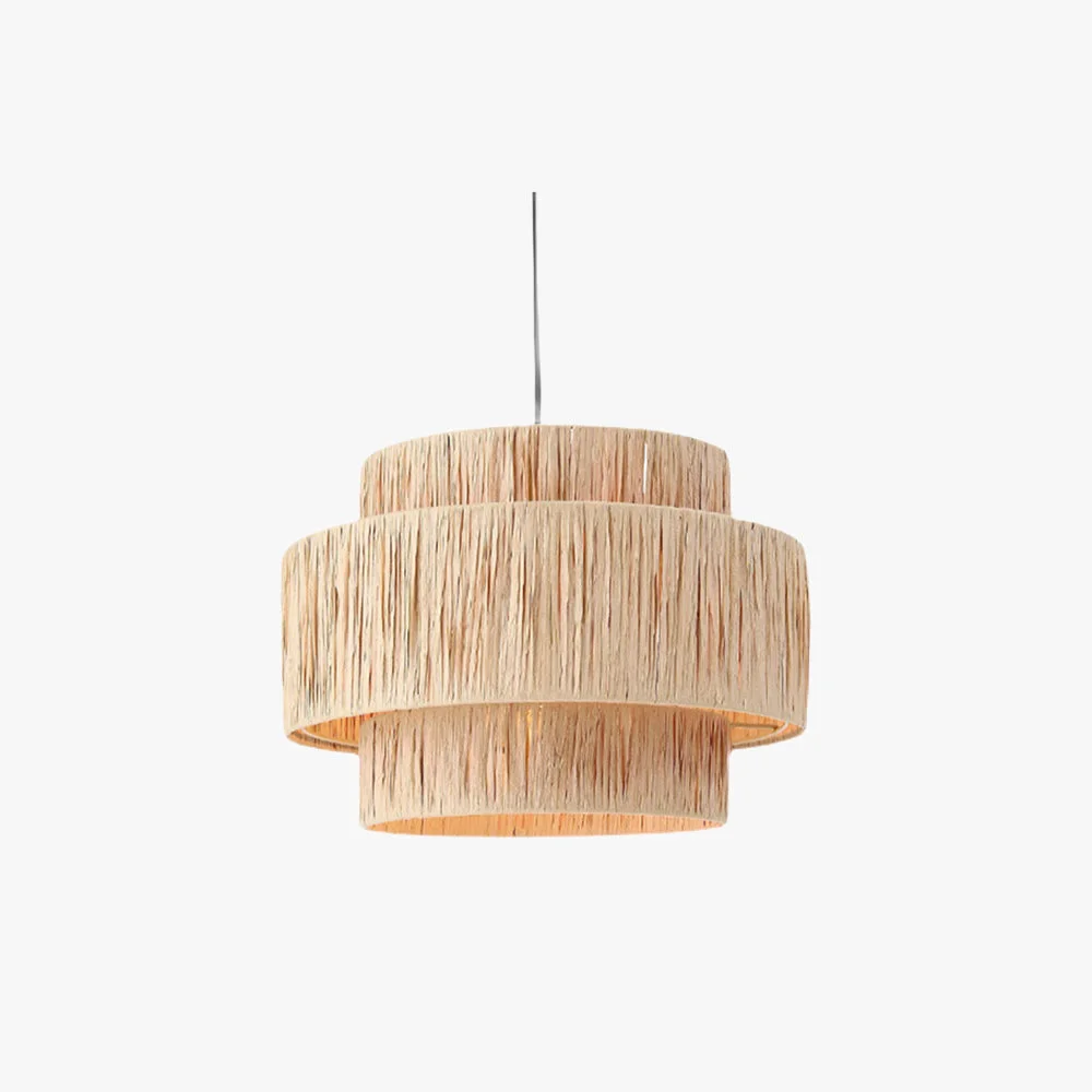 Lightweight Muto Rustic Boho Rattan Pendant Light 3 Style Living Room Contemporary