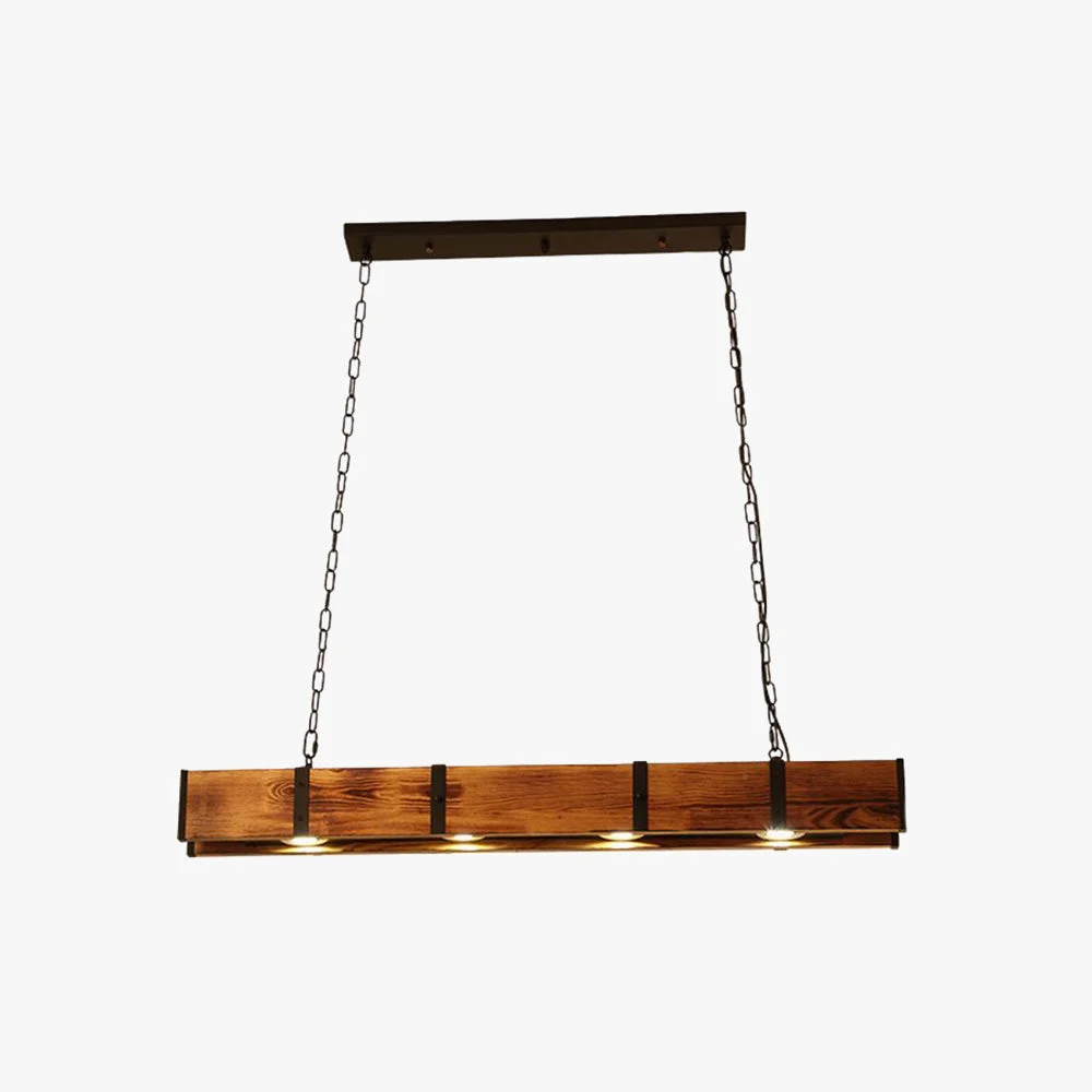 Outstanding Alessio Vintage Linear Wood Pendant Light Living Room Restaurant Elegant