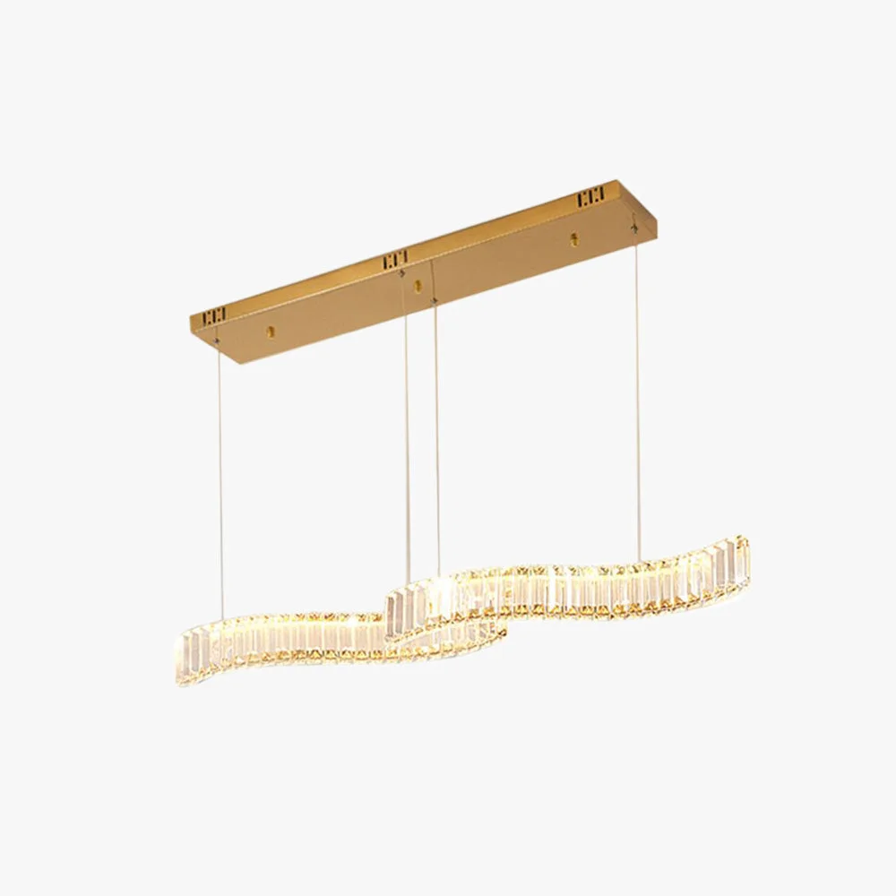 Healthy Kristy Luxury Wave Crystal Metal Pendant Light Silver Gold Convenient