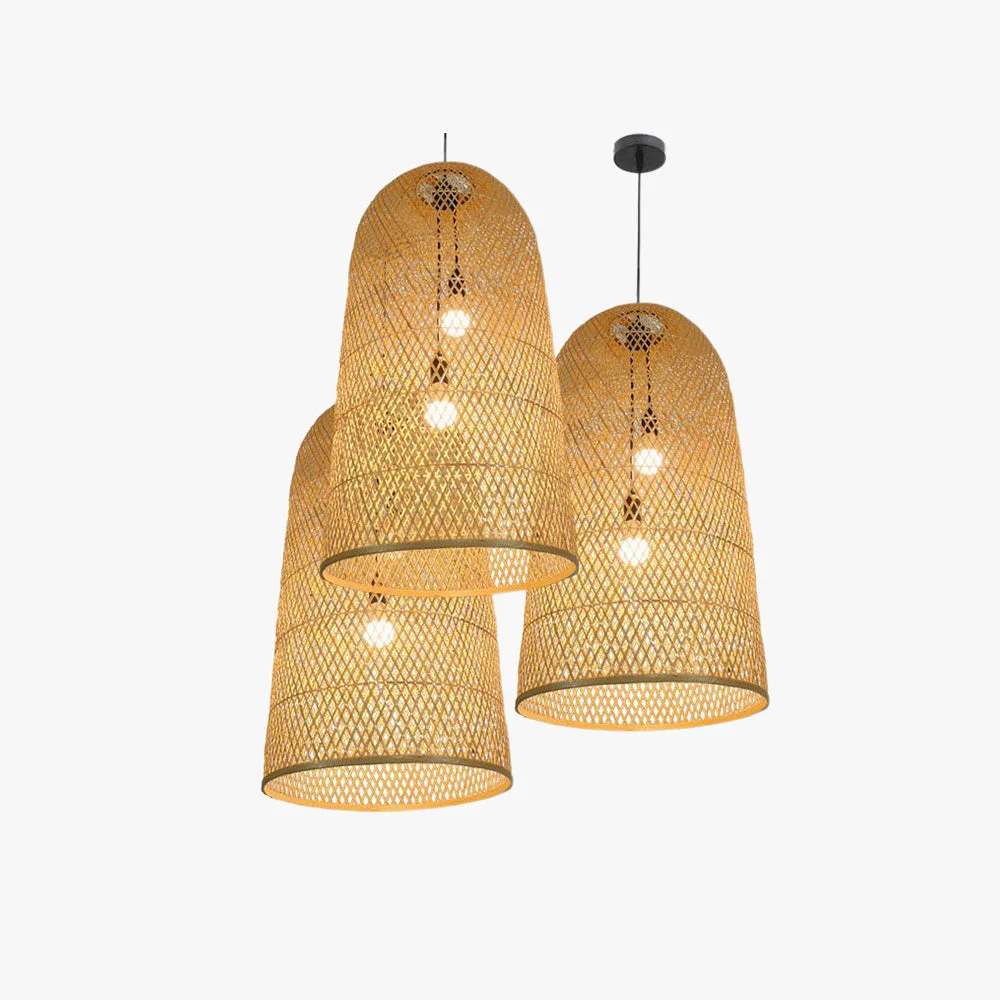 Green Ritta Natural Handmade Bamboo Led Pendant Light Bedroom Reusable