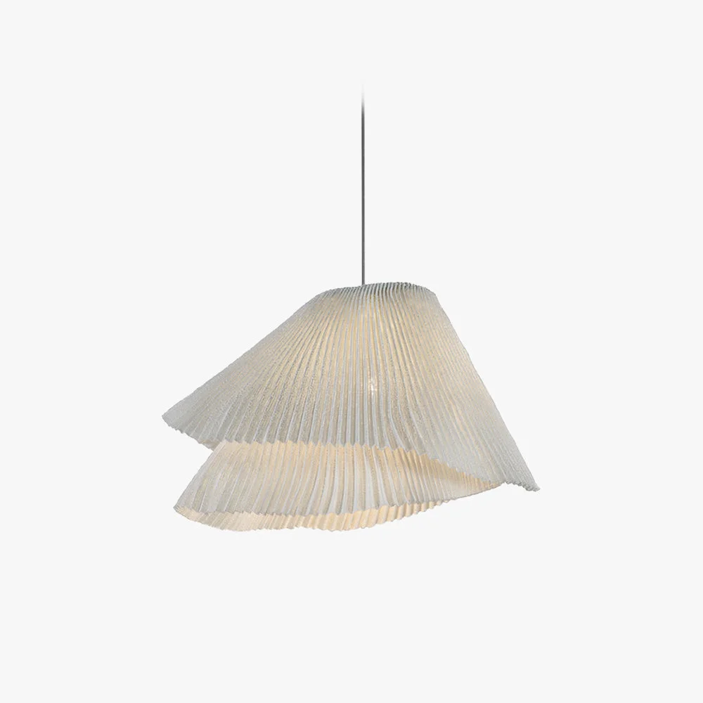Convenient Renée Pendant Light Pleated Artificial Art Deco Fabric White Bedroom Sustainable