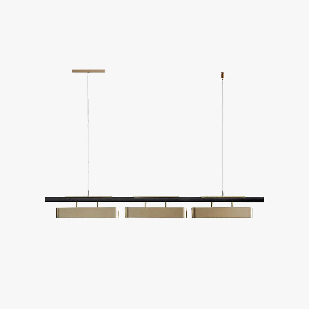 Luxury Edge Pendant Light Rectangular Modern Metal Black Brass Office Expertly Made