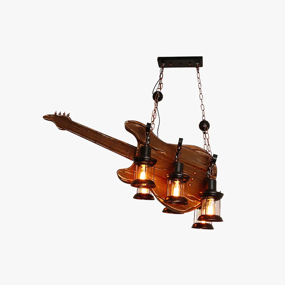 Practical Austin Farmhouse Guitar Pendant Light Metal Wood Walnut Exclusive