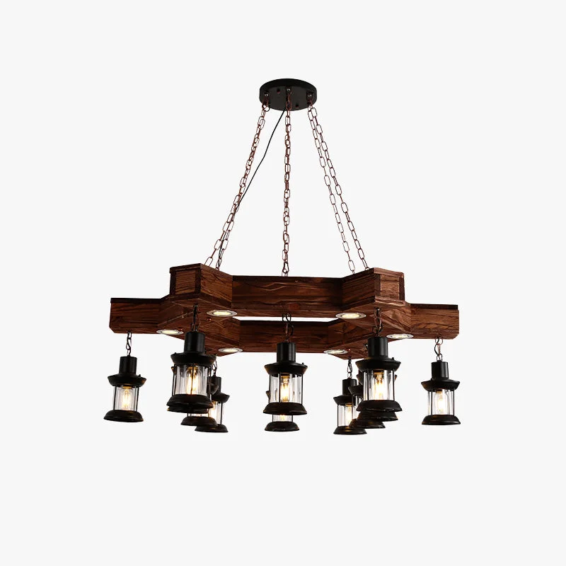 Proven Austin Retro Metal Wood Lantern Pendant Light Walnut Practical