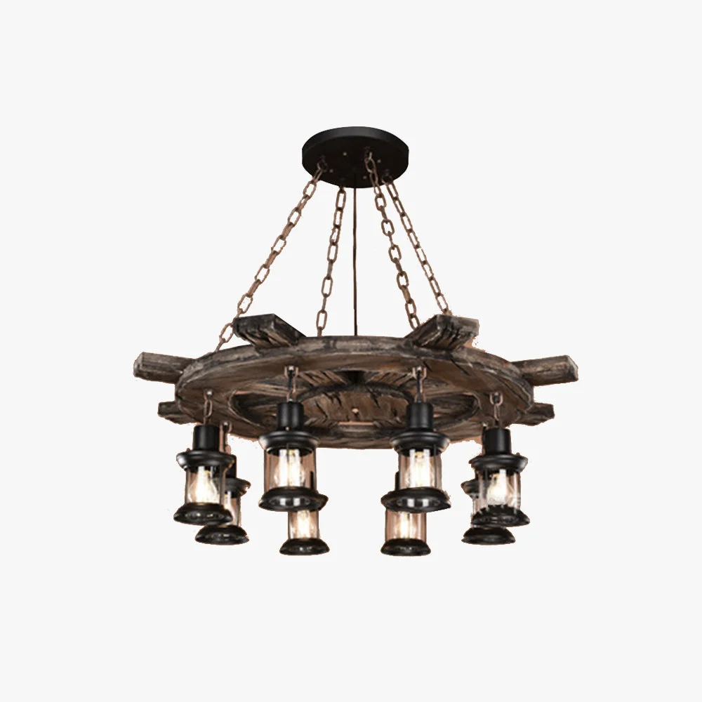 Safe Austin Retro Rudder Metal Wood Pendant Light 8 Heads Innovative