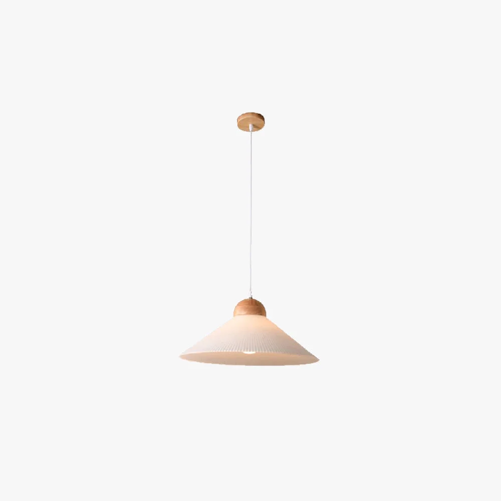 Soft Ozawa Designer Pleated Brown Wood Glass Pendant Light High-Quality