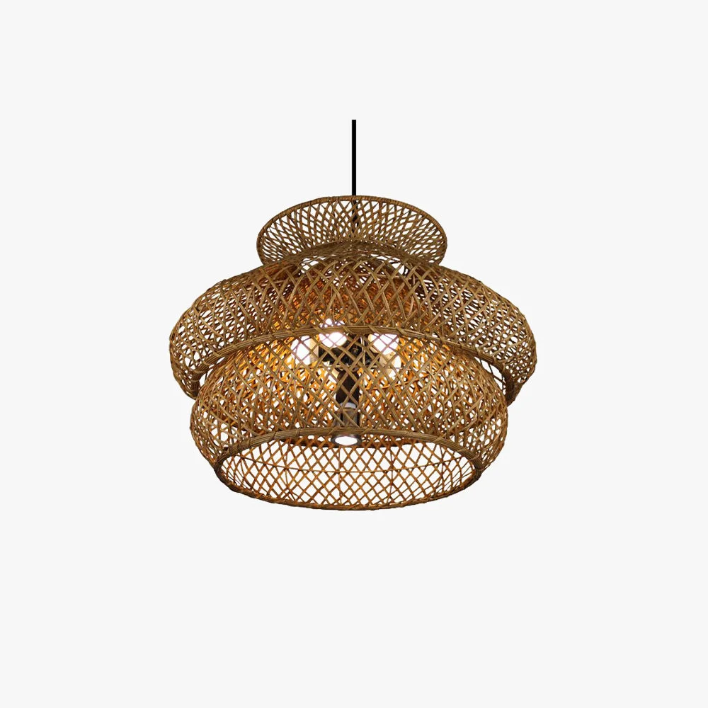 Optimized Ritta Unusual Natural Rattan Weave Pendant Light Excellent