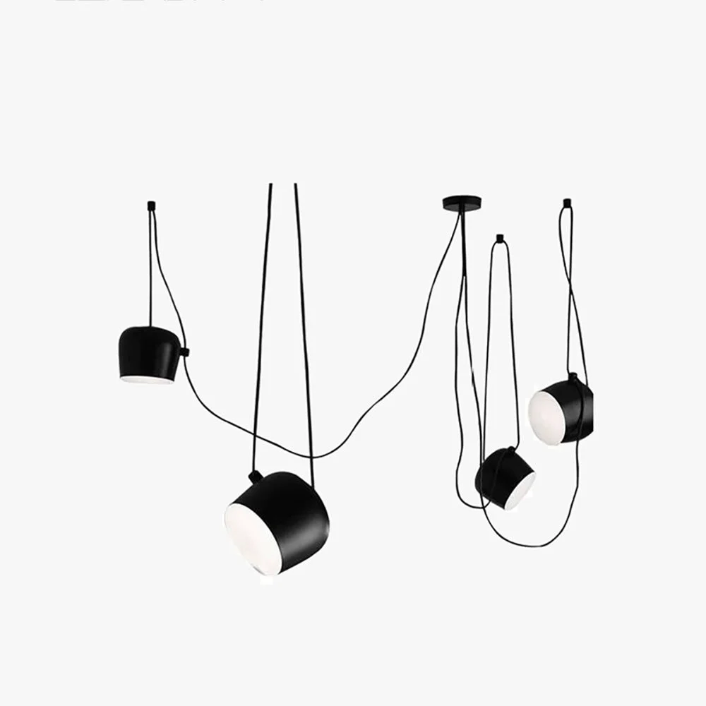 Reliable Modern Scandinavian Swag Drum Pendant Light Black White Breathable