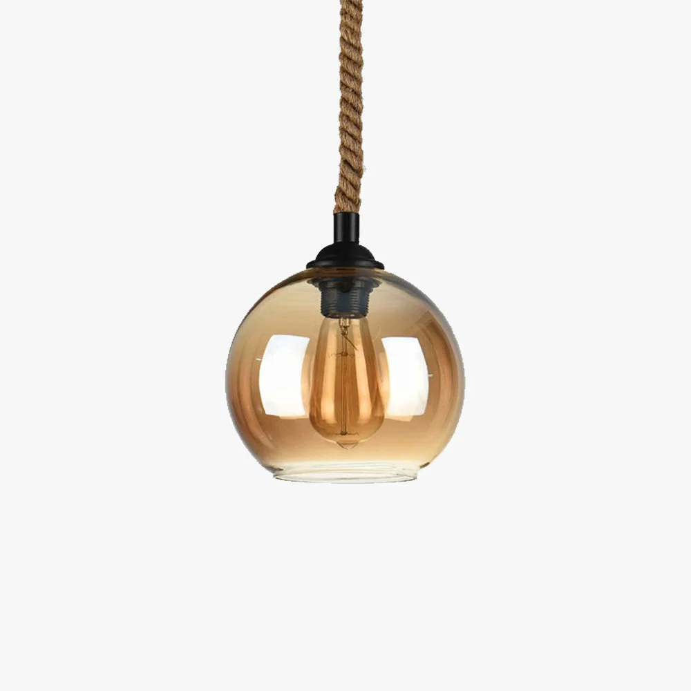 Efficient Hailie Vintage Industrial Ball Glass Pendant Light Clear Amber Practical