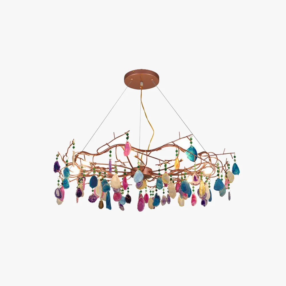 Environmentally Friendly Morandi Art Deco Agate Stone colorful Pendant Light Lightweight