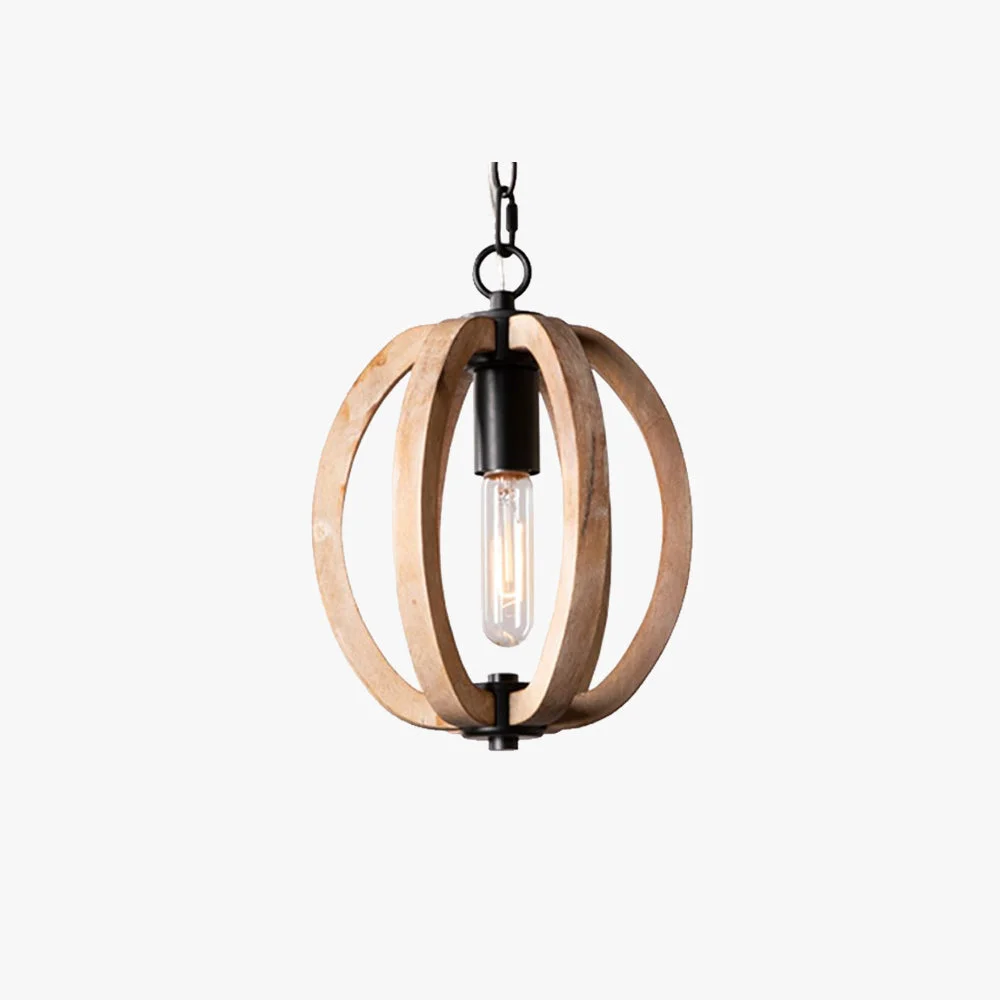 Outstanding Alessio Orb Gourd Wood Pendant Light Pure