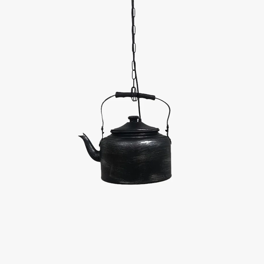Practical Alessio Teapot Vintage Rustic Metal Pendant Light Black Matte Black Gold Sustainable