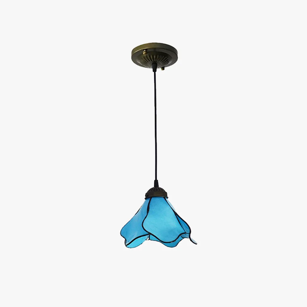 Next-Generation Félicie Flower Stained Glass Pendant Light Blue Pink 1 3 Heads Healthy