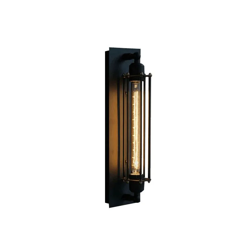 Superior Orr Industial Rectangular Metal Glass Wall Lamp Black Proven