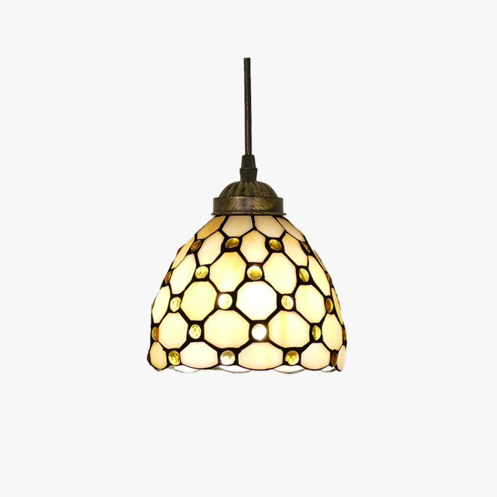 First-Class Alessio Tiffany Multicolor Bell Pendant Light Yellow Beige Brown Khaki Blue Purple Official