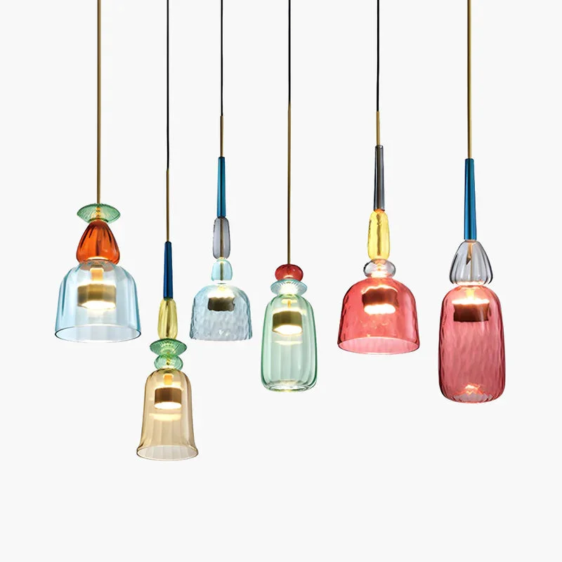 Elite Hailie Modern Cup Glass Pendant Light Colorful Bedroom Living Room Healthy