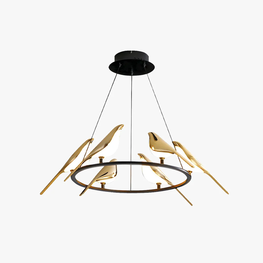 Next-Generation Alice Art Deco Modern Bird Pendant Light 3 6 9 Heads Gold Eco-Friendly