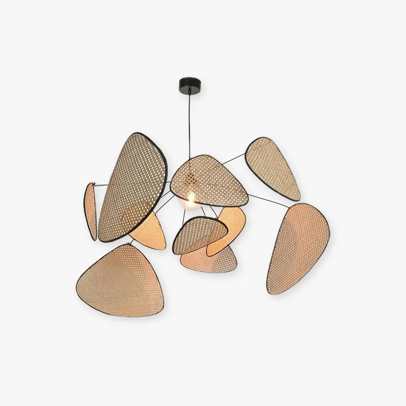 Stylish Ritta Pendant Light Leaf Grid Rattan Metal Bedroom Soft