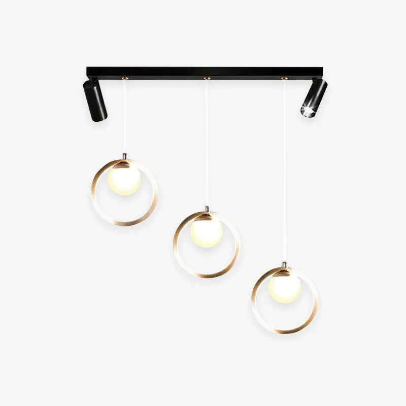 Elite Madina Modern Metal Multi Ring Pendant Light With Spotlight Glass Metal Authentic