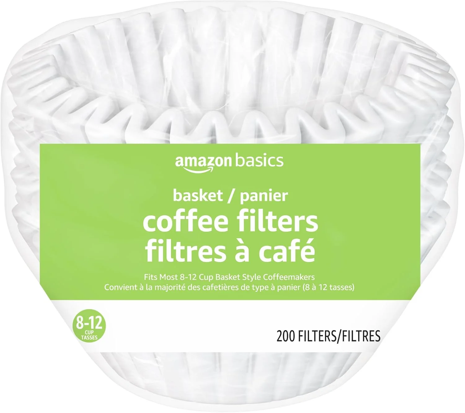 Original Design Basket Coffee Filters for 8-12 Cup Coffee Makers White 200 Count Crafted