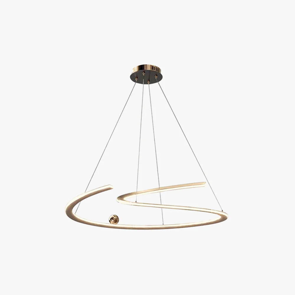 Relaxed Minimalist Linear Metal Pendant Light Gold Genuine