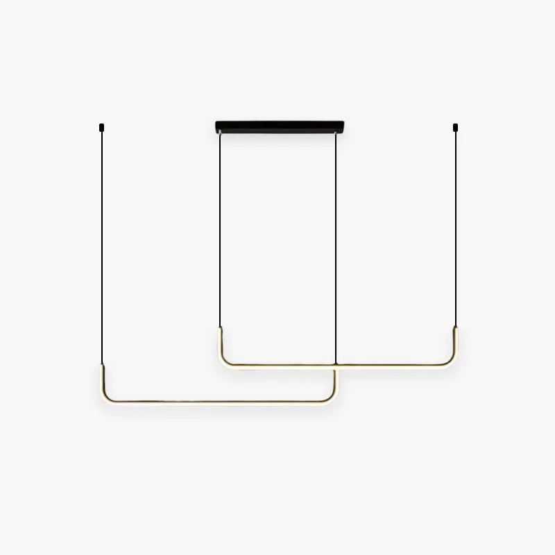 Reliable Edge Modern Linear Pendant Light Double Frame Black Gold High-End