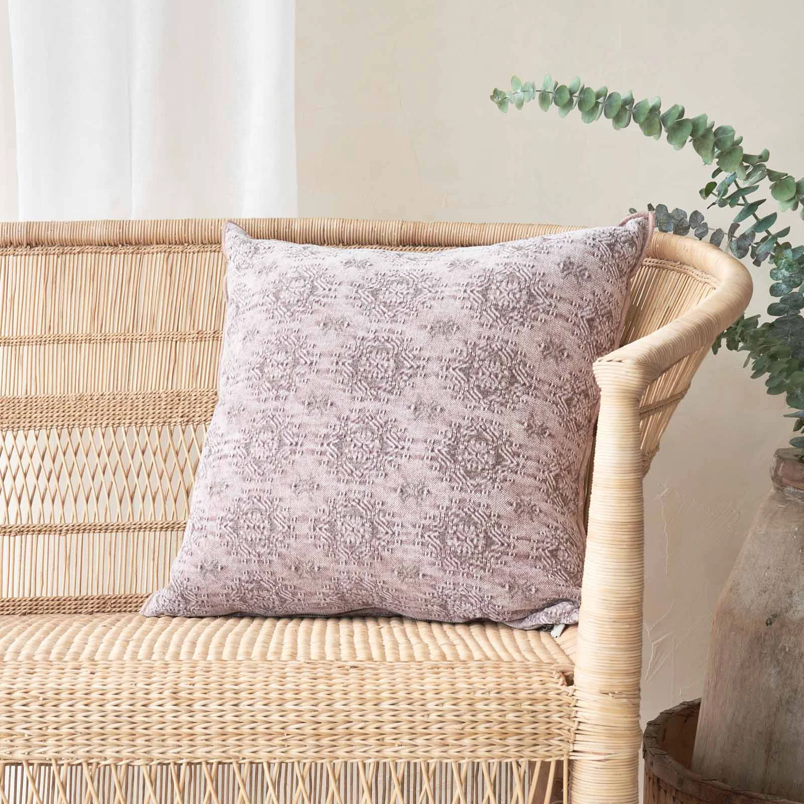 Functional Jacquard Cushion Stone Washed Kilim - Blush 50 x 50cm Reusable