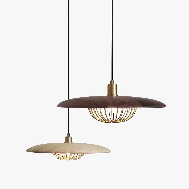 Proven Cairns Modern Nordic Sutle Metal Pendant Light Gold Brown Gray Brown Wood Clean