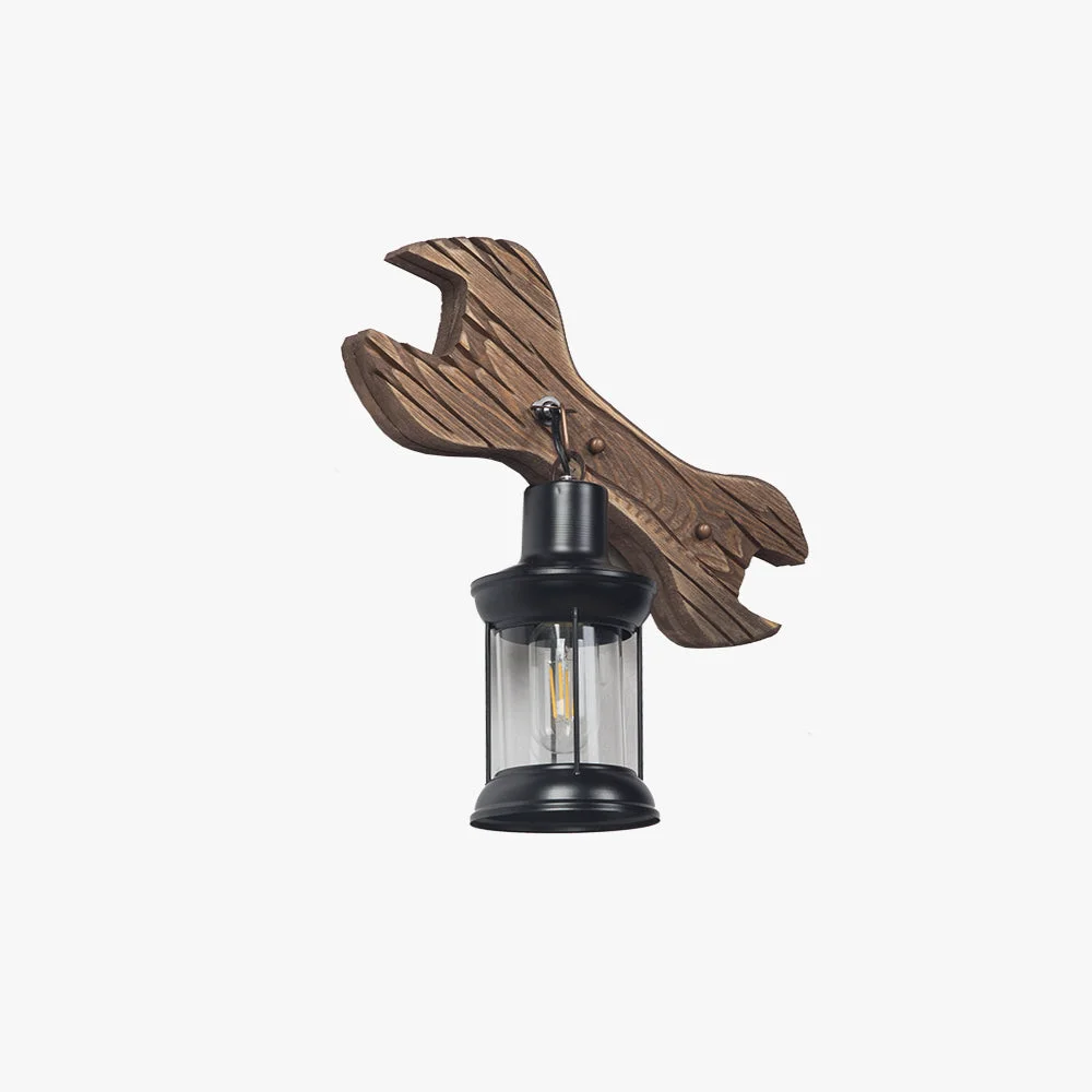 Modern Austin Lantern Spanners Wall Lamp Wood Metal Bedroom Premium Material