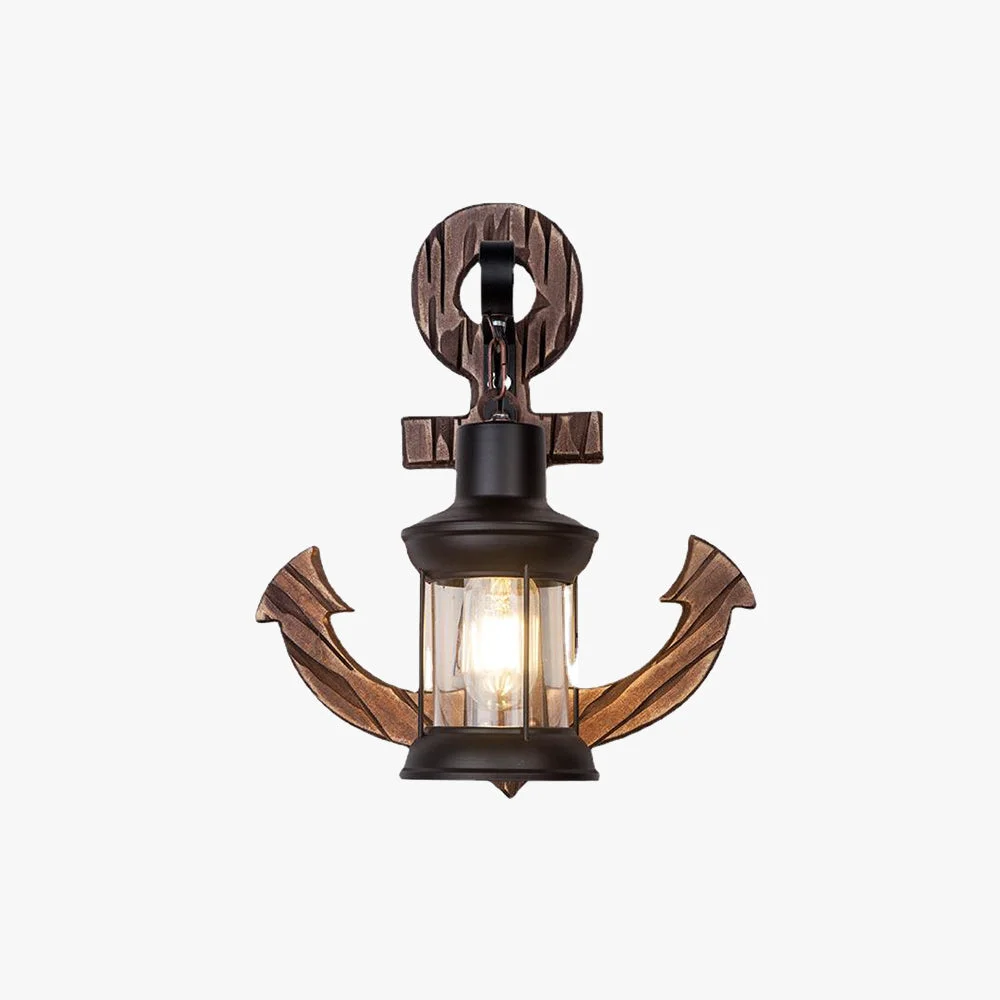 Sustainable Alessio Wall Lamp Vintage Anchor Black Wooden Living Room Excellent