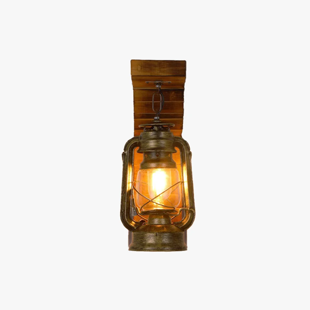 Fine Crafted Austin Lantern Bedroom Wall Lamp Metal Wood Restaurant Prestigious