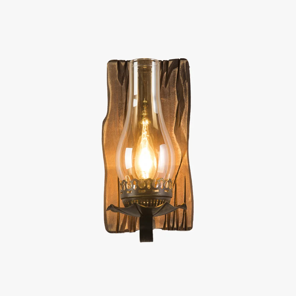 Luxury Austin Wall Lamp Vintage Candle Wooden Glass Bedroom Lightweight