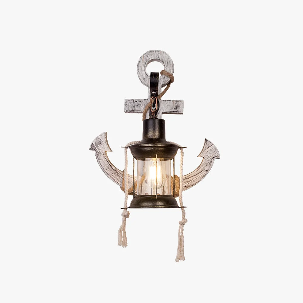 Efficient Austin Anchor Lantern Wall Lamp Vintage Antique Wood Bedroom Superior