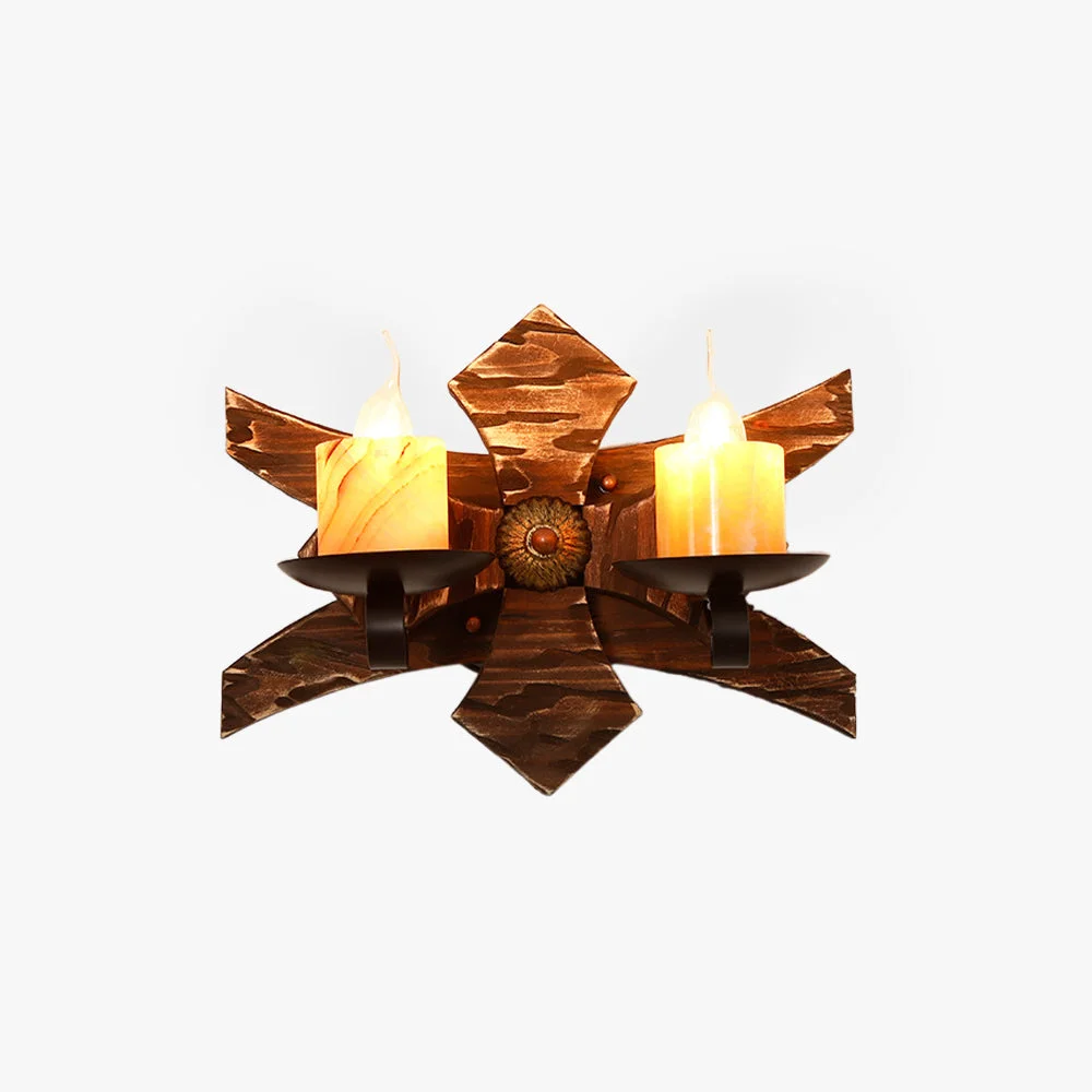 Fine Austin Wall Lamp Decorative Vintage Candle Double Light Wooden Bedroom Modern