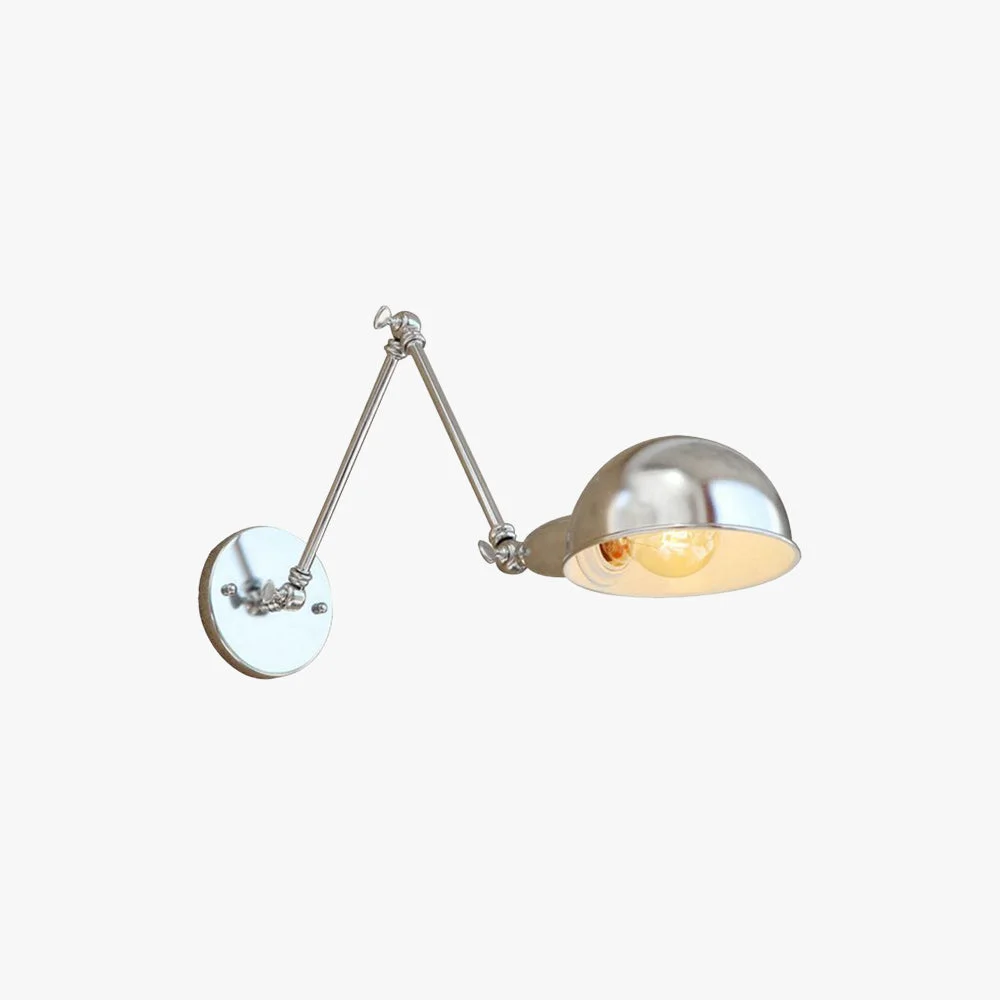 Professional Brady Wall Lamp Dome Minimalist Adjustable Metal Silver Bedroom Exceptional