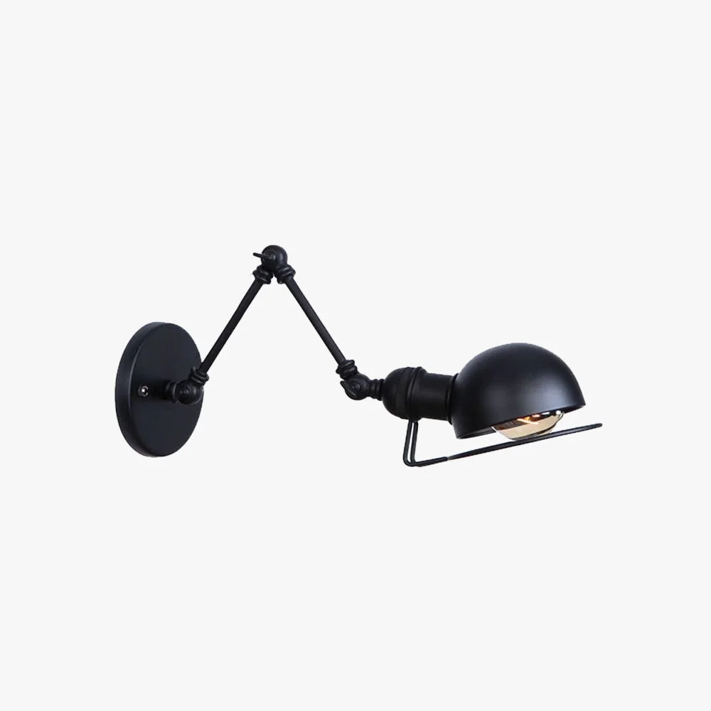 Safe Brady Wall Lamp Dome Minimalist Metal Adjustable Black Bedroom Authentic