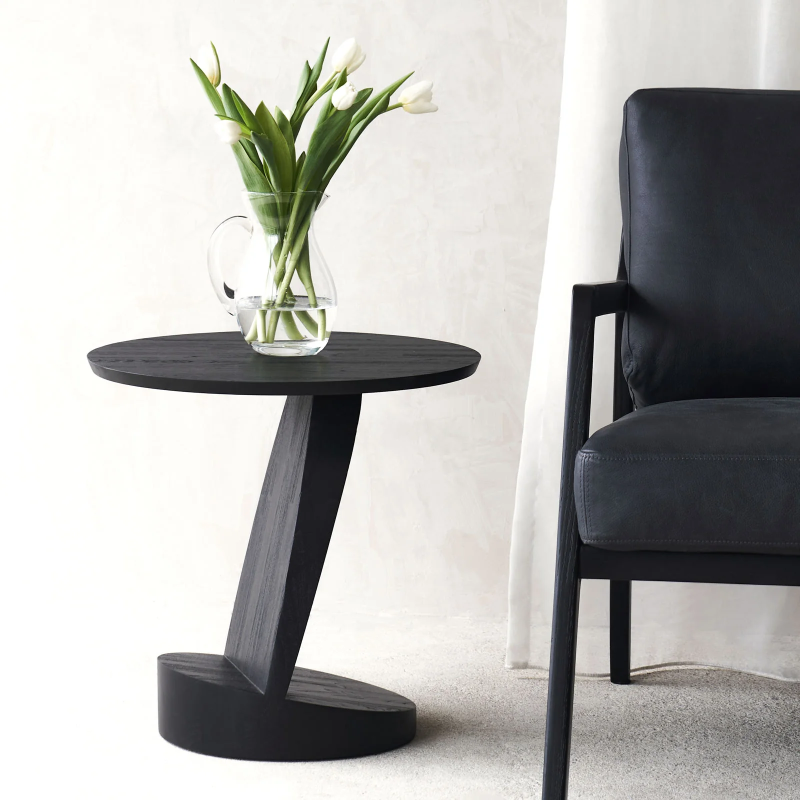 Optimized Oblic Side Table Teak Black Professional