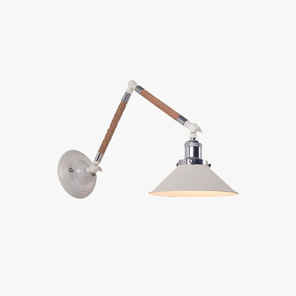 Durable Carins Wall Lamp Hemp Modern Rope Metal Adjustable White Bedroom Detailed