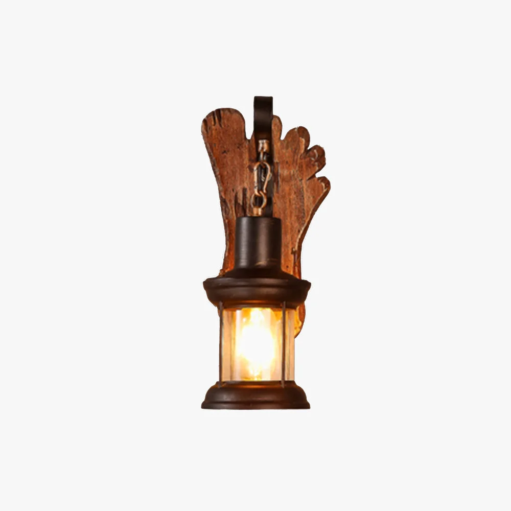 Innovative Austin Wall Lamp Foot Shape Vintage Wood Metal Dining Room Modern