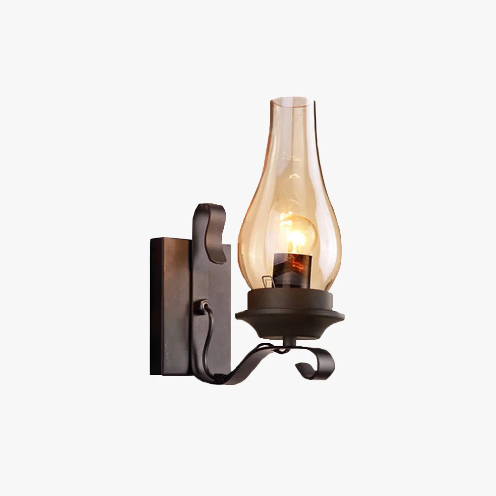 Secure Alessio Vintage Candle Wood Metal Wall Lamp High-End