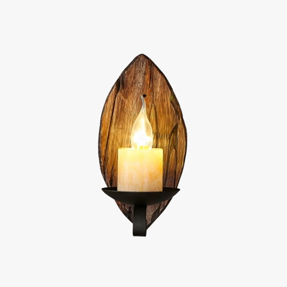 Sophisticated Austin Vintage Leaf Shape Wood Metal Wall Lamp Living Room Responsible