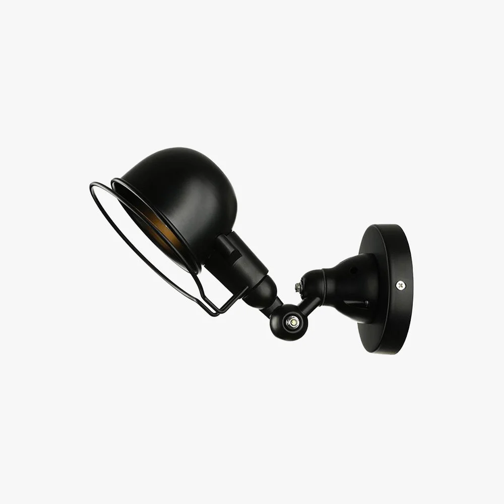Luxury Alessio Wall Lamp Dome Retro Adjustable Metal Black Living Room Proven