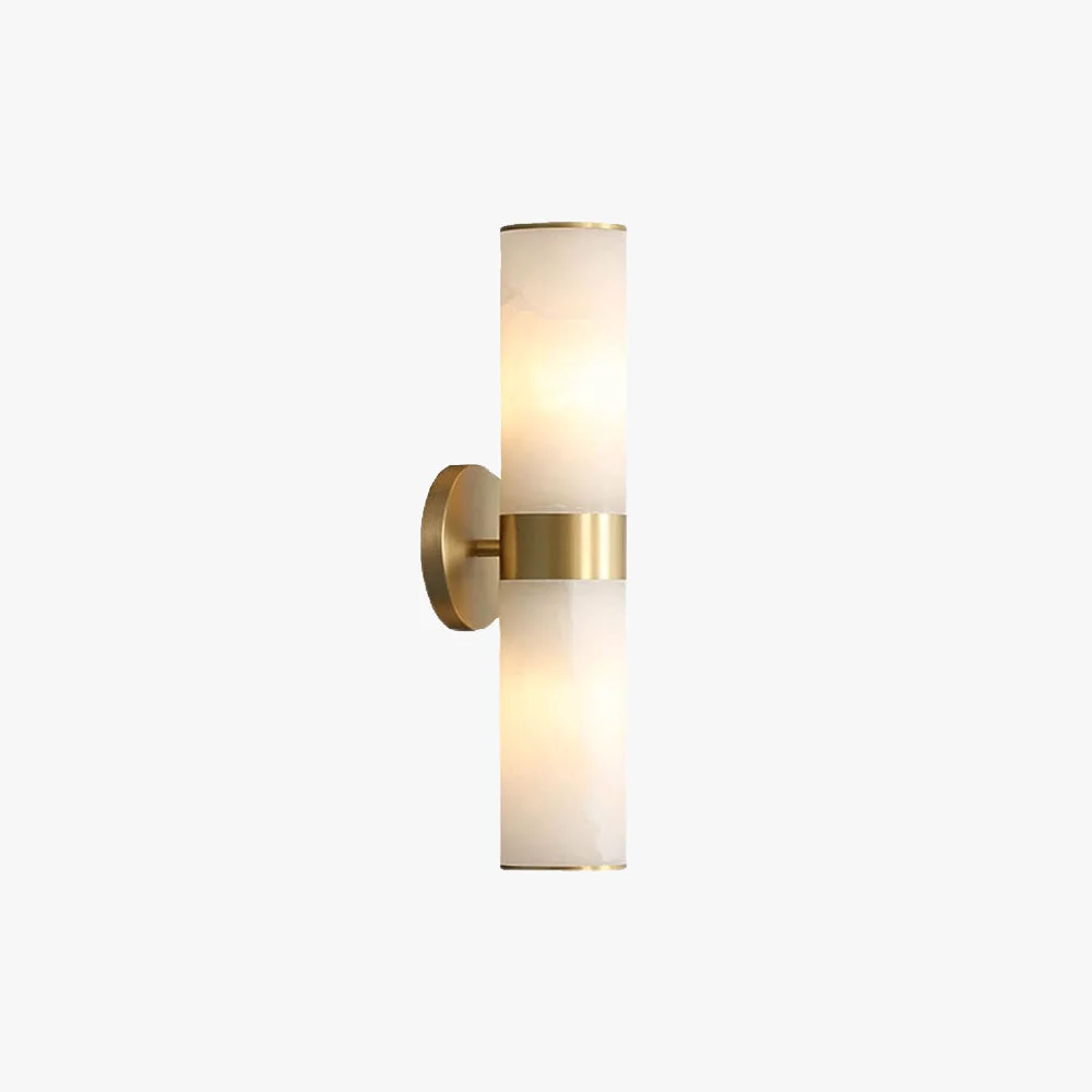 Optimized Chan Modern Double Headed Metal Stone Vanity Wall Lamp Brass Superior